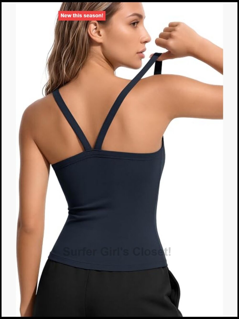 Women's V-Neck Tank Top with Built-In Bra, Buttery Soft V-Back Cami for Yoga